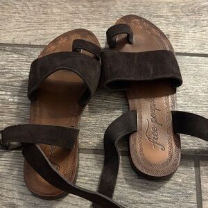 Free People Dark Brown Suede Sandals